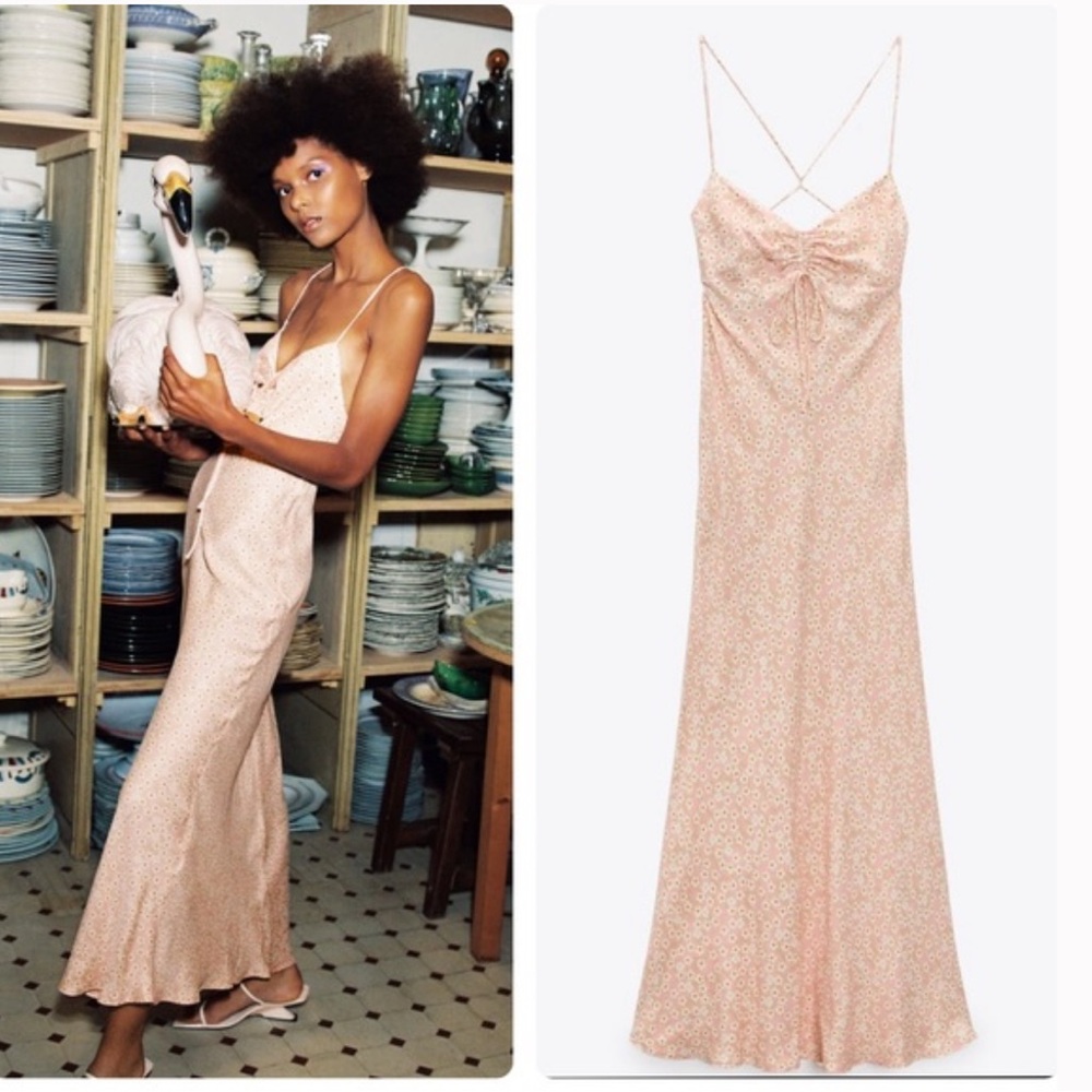 Zara Pink Floral Slip Dress – Size Small (US 5)
